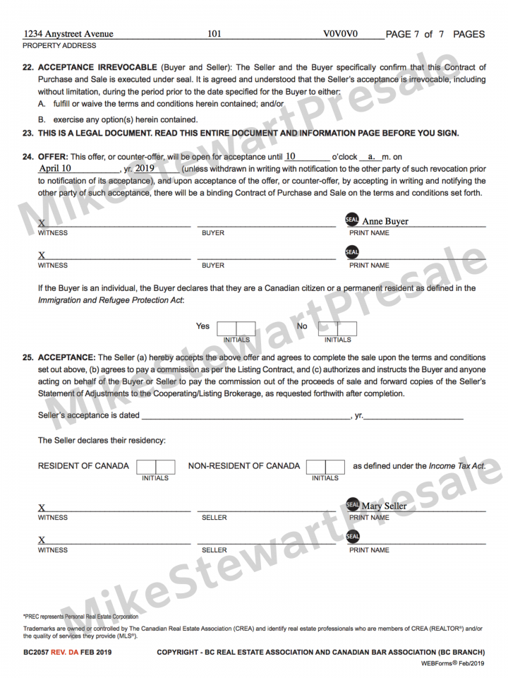 Mike Stewart Presale Sample Contract