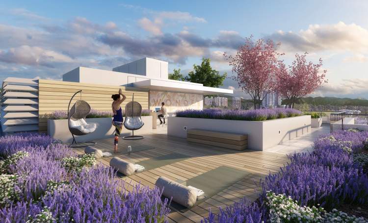 SkyHaven offers residents a rooftop oasis to excercise, entertain, and relax.