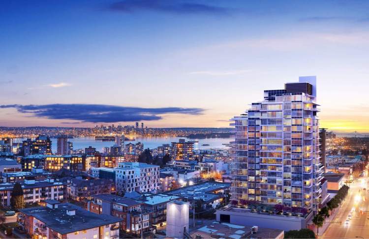 Homes showcase 180° views of the Downtown Vancouver skyline.