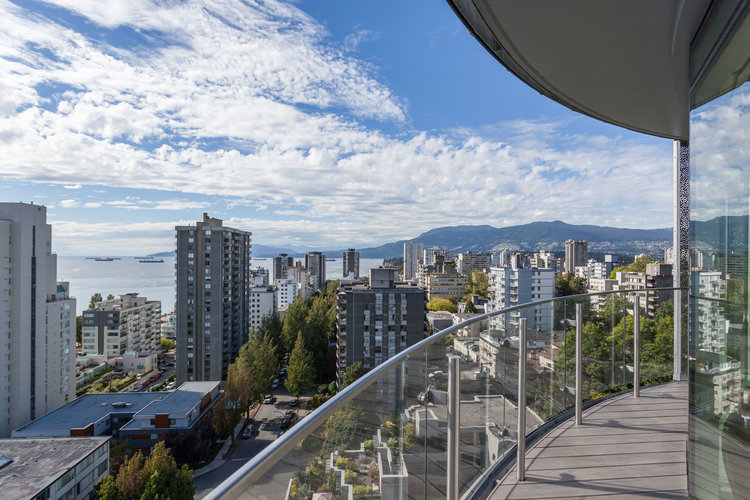 View of English Bay from 1245 Harwood balcony.