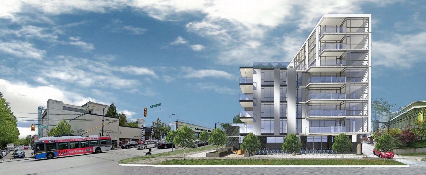Rendering of West 7th Avenue perspective of The Granville presale condos.