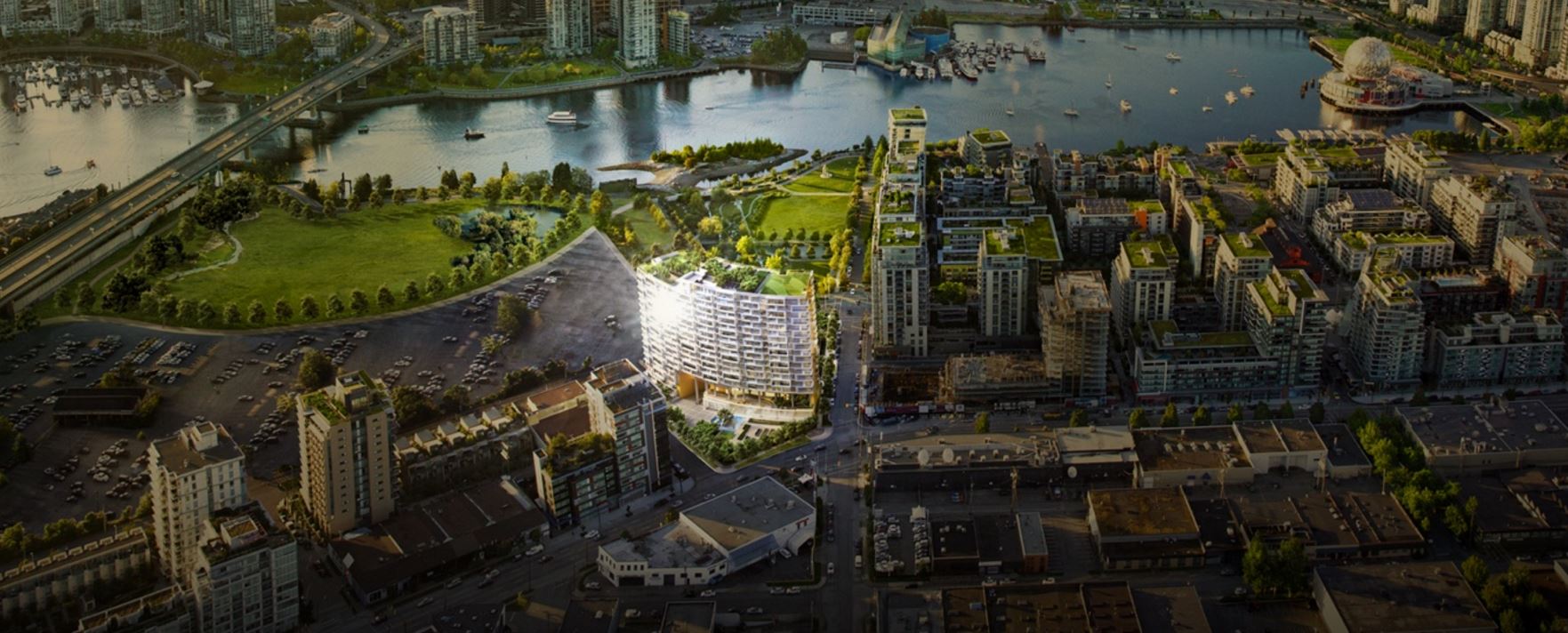 Aerial view of Area One's Southeast False Creek location.