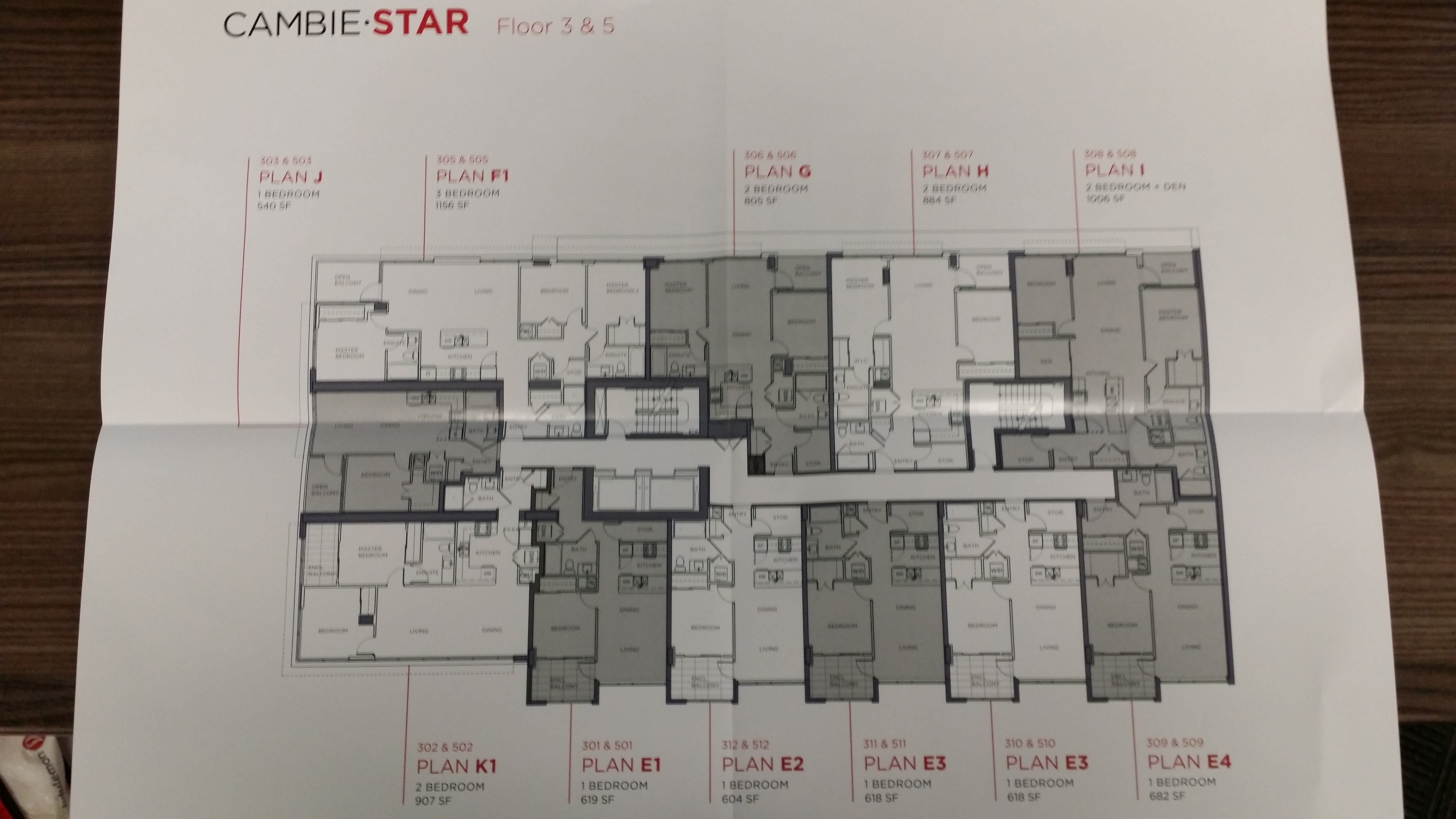 Cambie Star 3rd & 5th Floor Plans