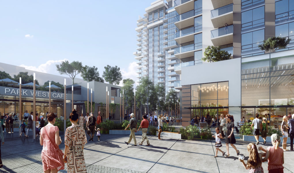 Artist rendering of the plaza at Park West at Lions Gate.