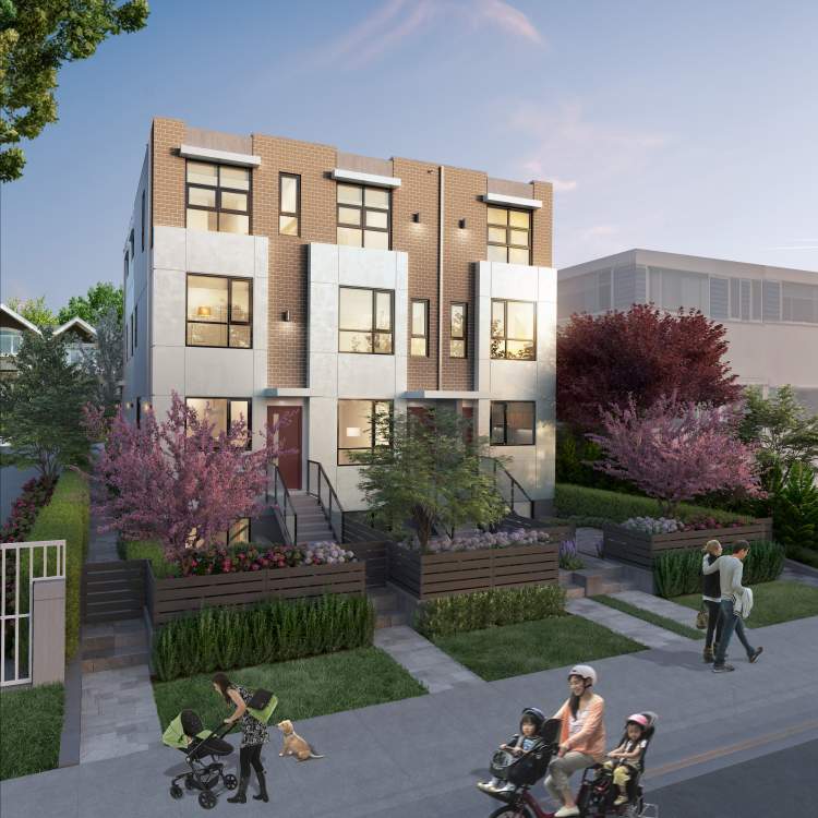 Five contemporary West Side Vancouver townhomes.