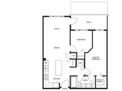 Berkeley House Plan B: 2 bedroom, 1 bathroom; approx. 795 sq ft.