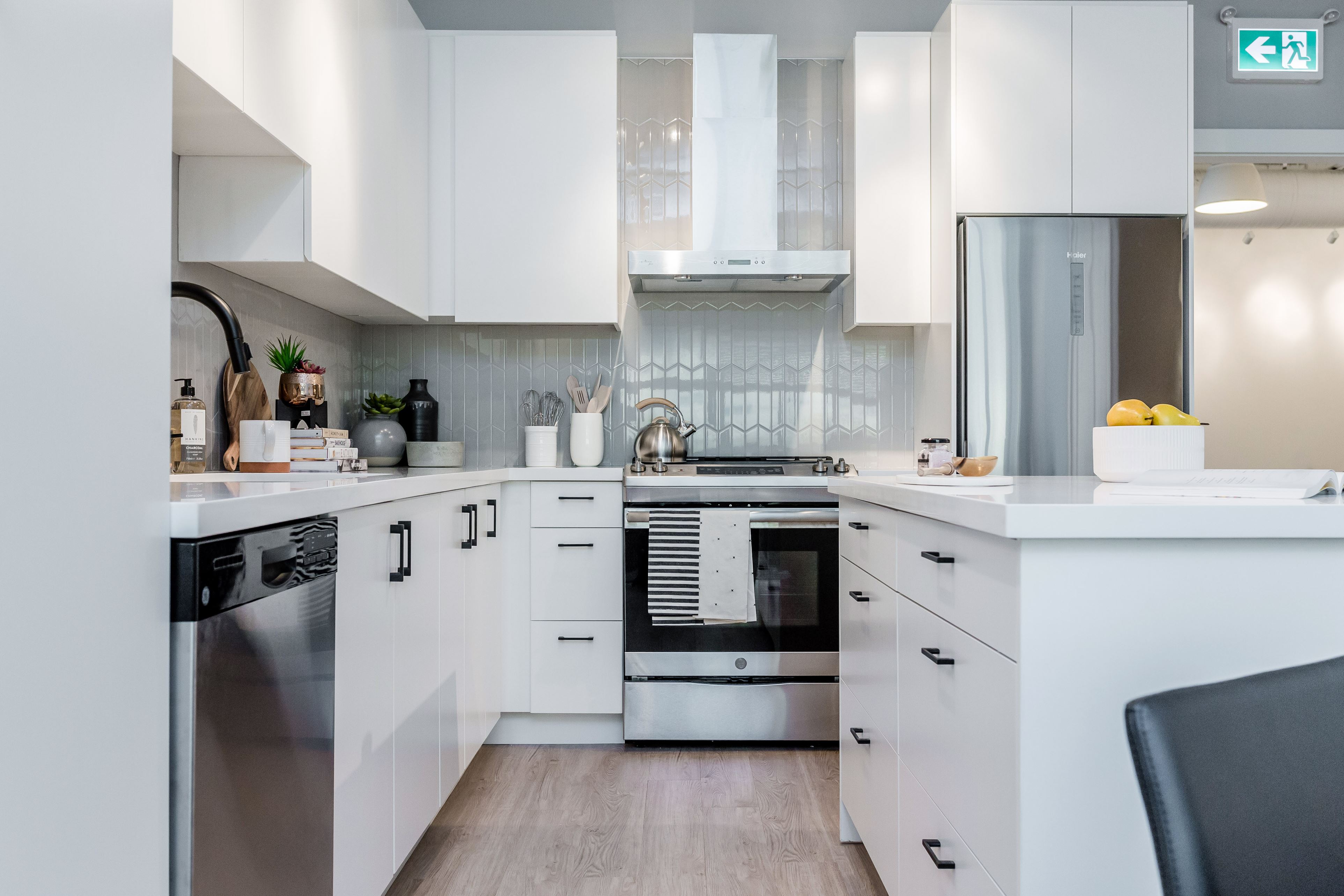 Interior design concept for Hudson & Singer condominium kitchens.