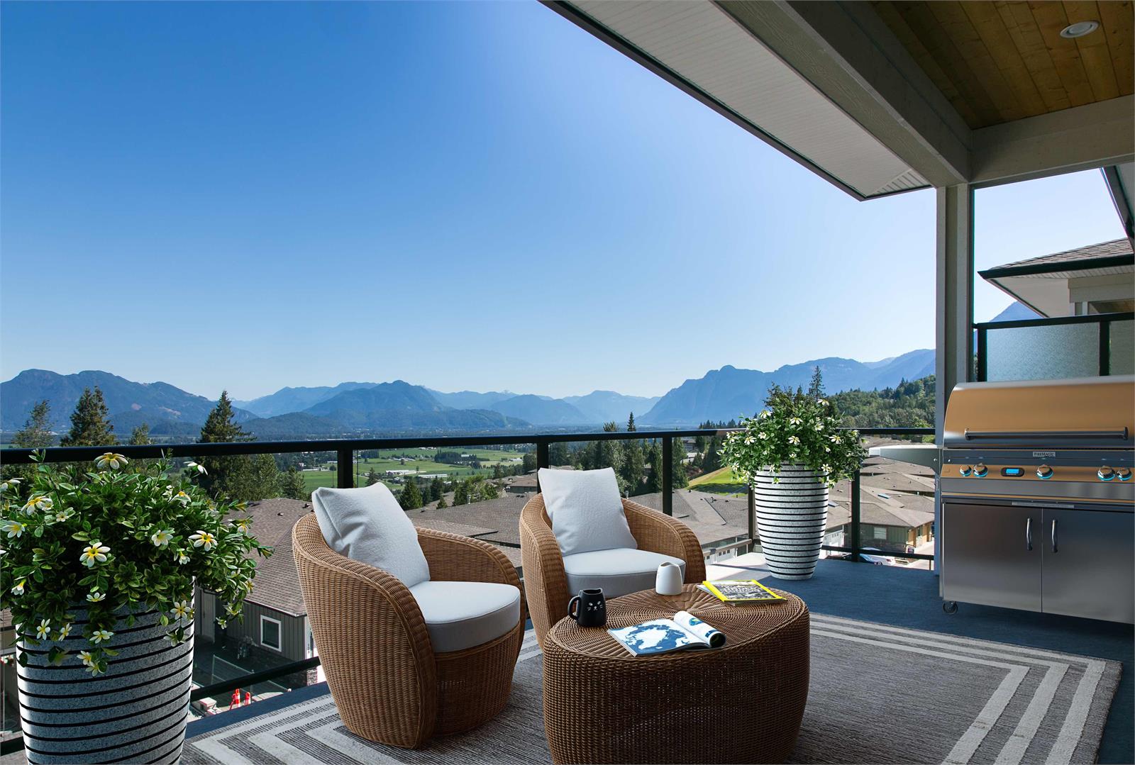 Extend your living area with spacious decks to enjoy outdoor dining with a spectacular view.