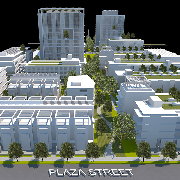 View from Plaza Street of ERA, Maple Ridge's new master-planned community.