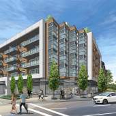 Proposed mixed-used development in North Vancouver at Bewicke & Marine Drive designed by Ankenman Marchand Architects.