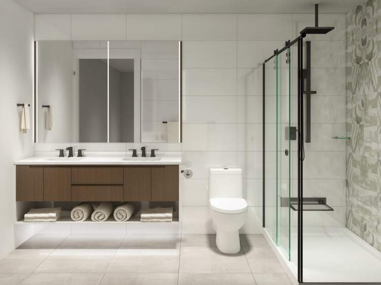 Bathrooms instill a sense of peace and natural airiness combined with spa-inspired luxury to create a space to relax.