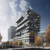Granville Street view of mixed-use mid-rise approved for development in Marpole.