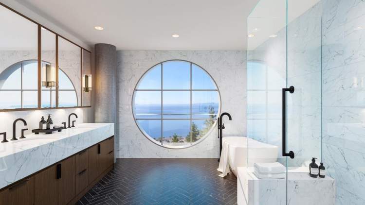 Beautiful bathrooms come with in-floor electric heating and premium Brizo plumbing fixtures.