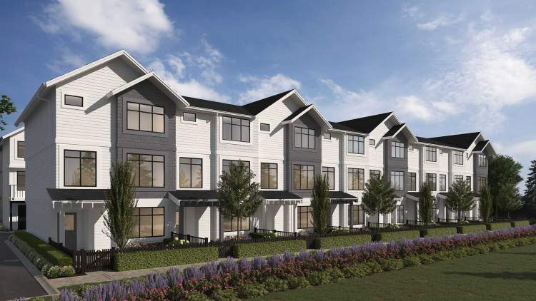 A new Frasier Heights community in Surrey of 77 farmhouse-inspired townhomes.