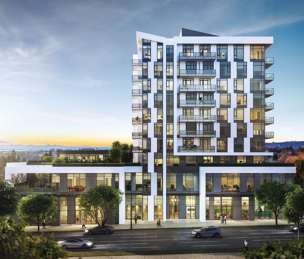 This 10-storey, mixed-use West Side highrise offers a selection of 64 1- to 3-bedroom condos.