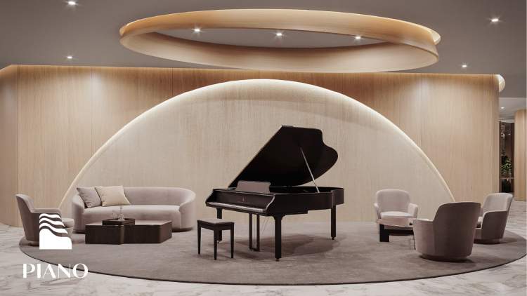 A piano lounge is one of 19,000 sq ft of indoor amenities.