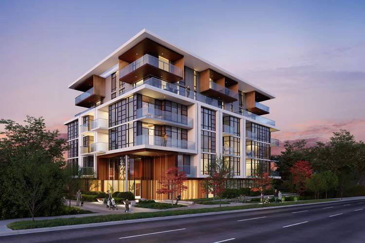A collection of 42 concrete condominiums at Oak & 70th in Marpole.