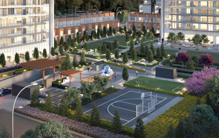 Over 50,000 sq ft or outdoor amenities include a basketball court, putting green, and community garden.