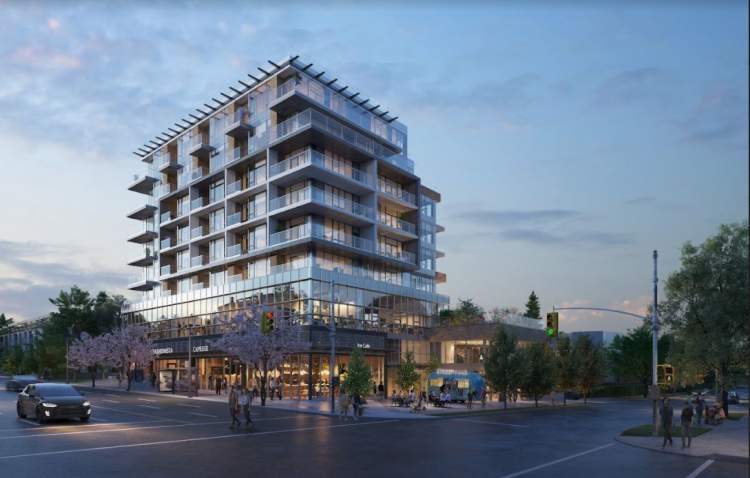 Nova by Gryphon Development is a 9-storey, mixed-use concrete building offering 40 condominiums and 3 laneway townhouses.