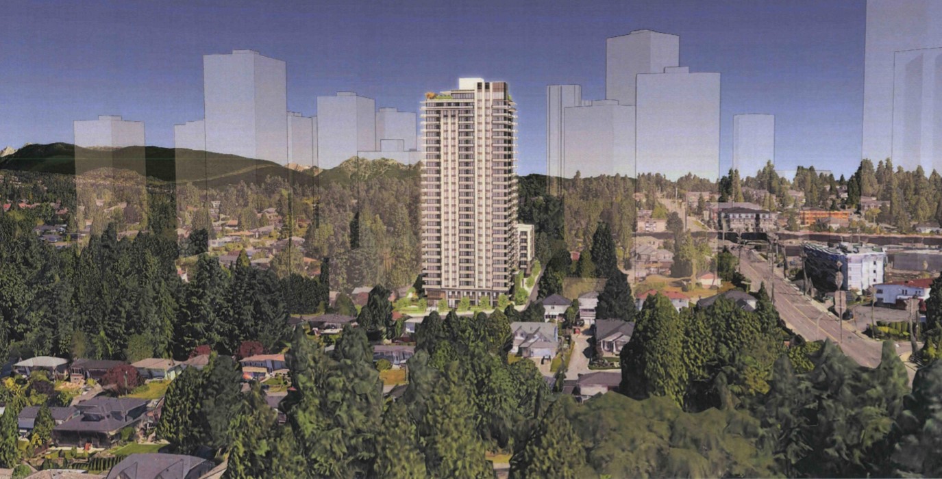 A 29-storey Burquitlam residential tower with 246 condominiums and a 6-storey apartment with 103 rental suites.