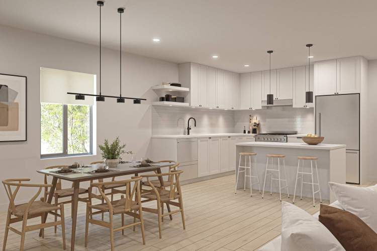 Upscale kitchens featuring Fisher & Paykel stainless steel and appliances and Shaker-style cabinets.