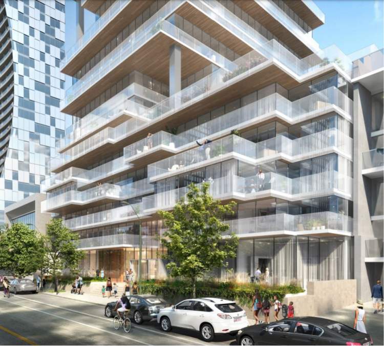 A 43-storey mixed-use West End tower with 198 luxury condominiums.