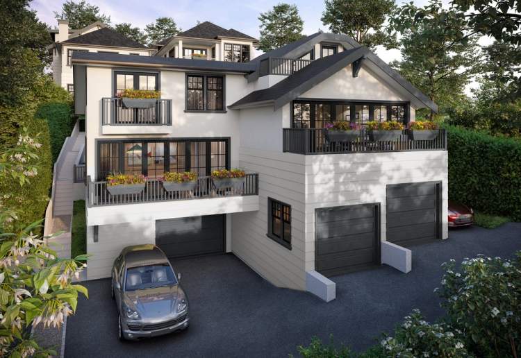 Select homes include private garages.