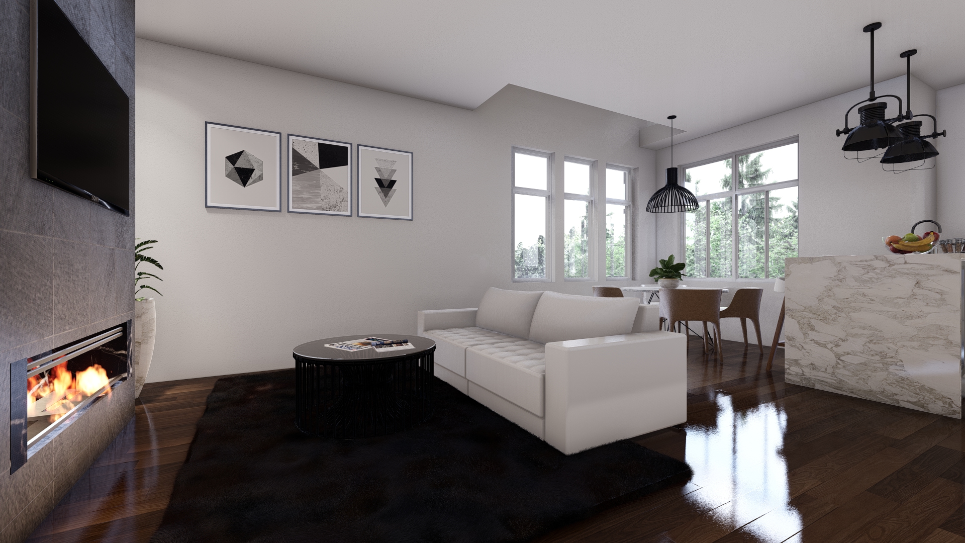 Interior designer's concept of an Osprey Ridge townhouse living room.