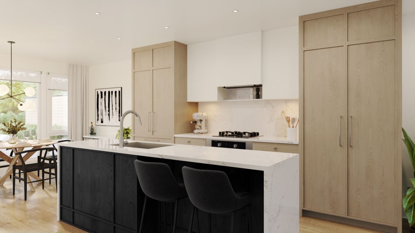 Two-toned wood cabinetry adds flair with your choice of three sophisticated colour palettes.