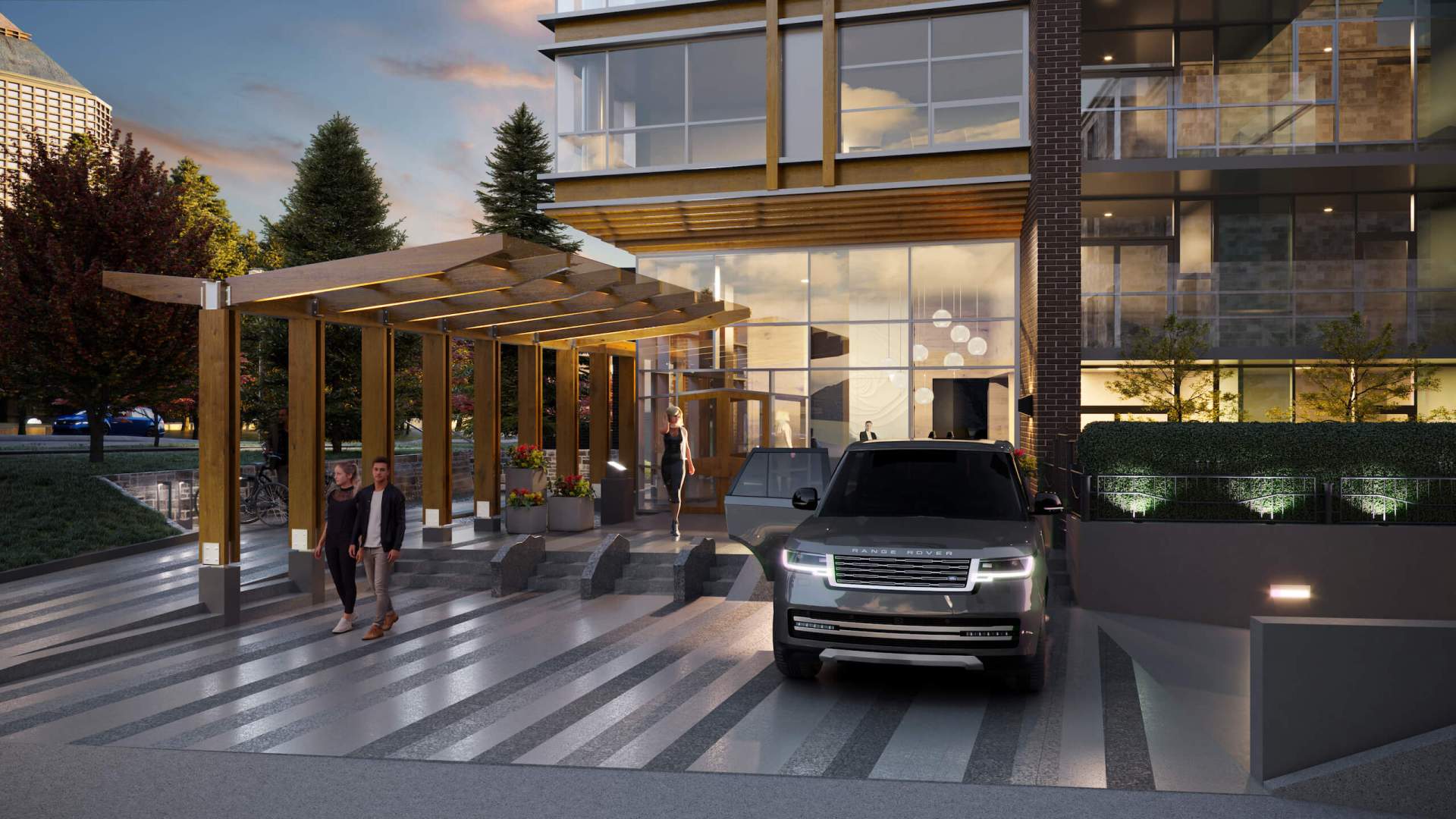 Exclusive amenities for residents include a personalized concierge and Range Rover town car service.