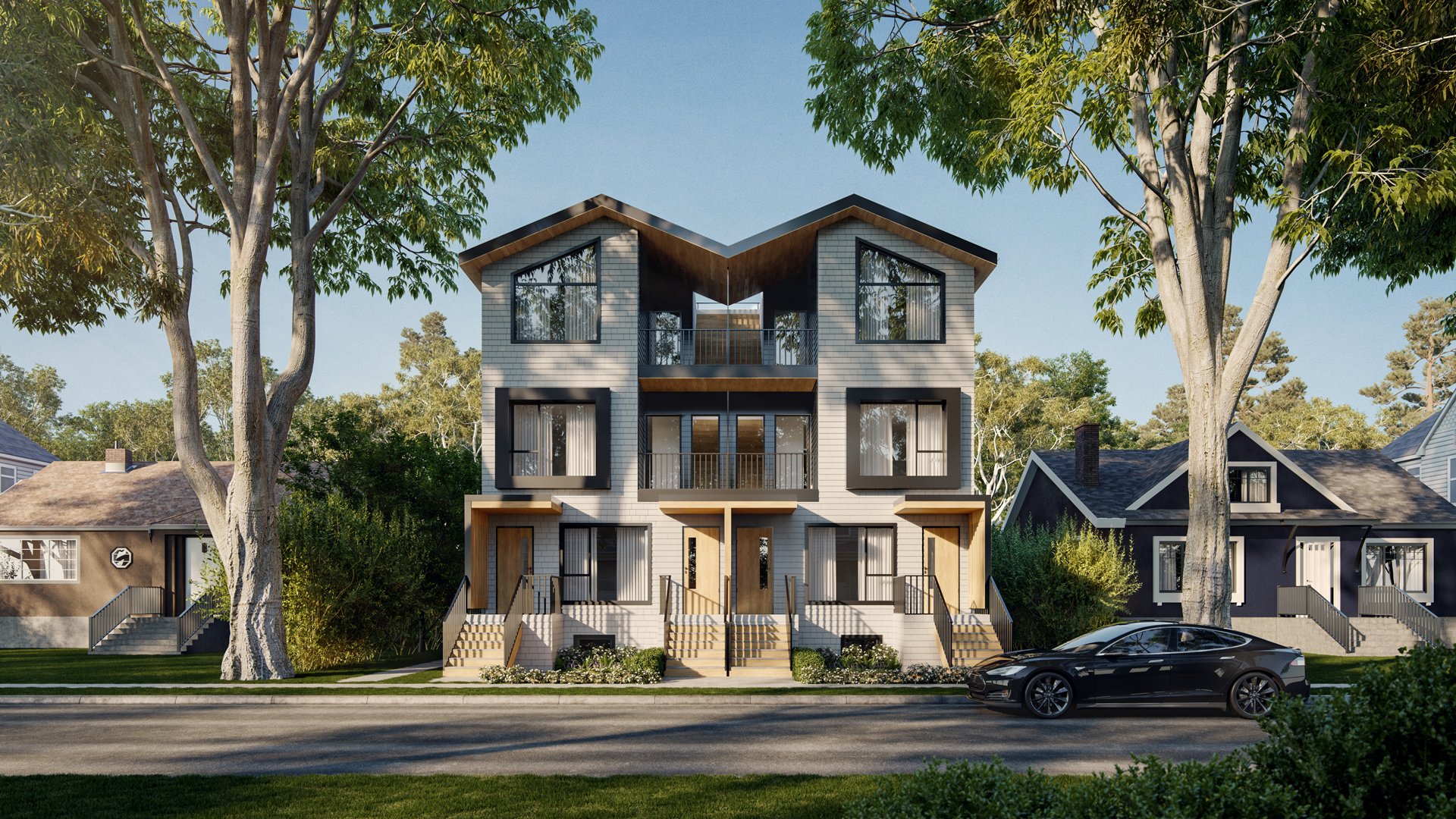 Six 2- & 4-bedroom townhomes on a quiet tree-lined street on Vancouver’s West Side.