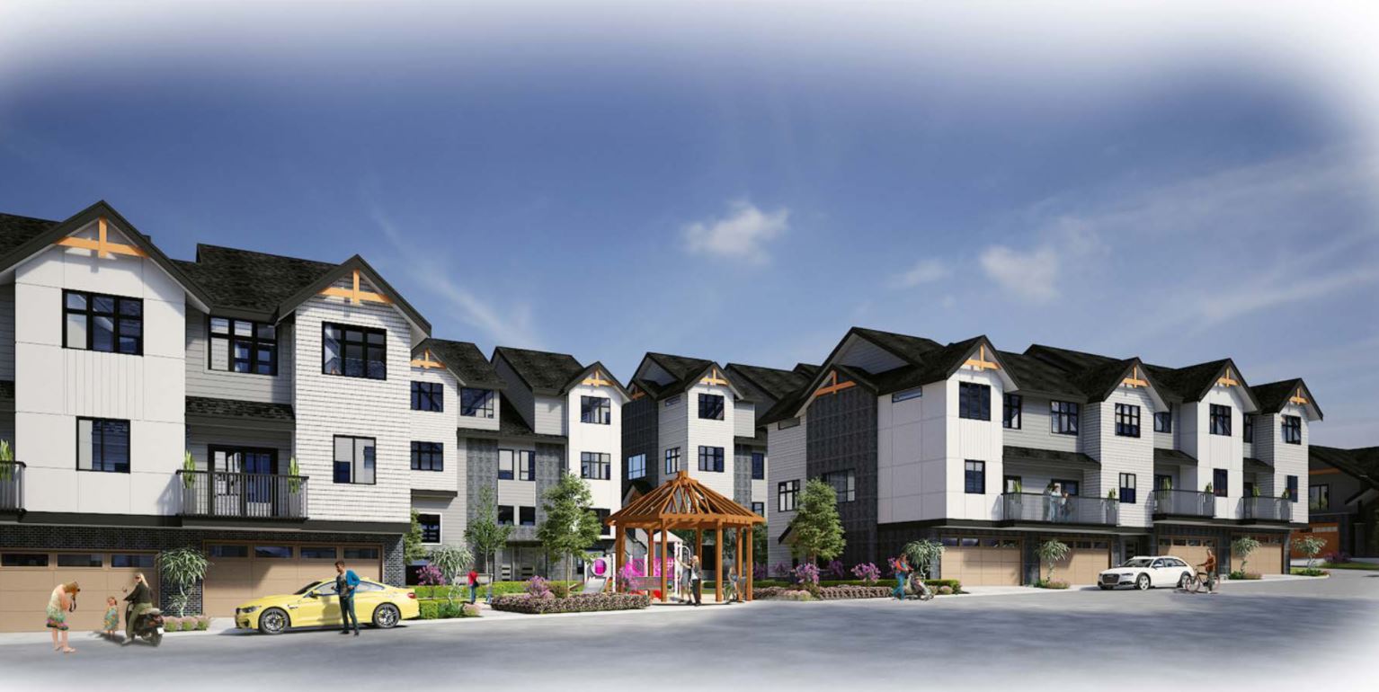 A community of 106 townhomes in 2-, 3-, and 4-storey woodframe buildings.