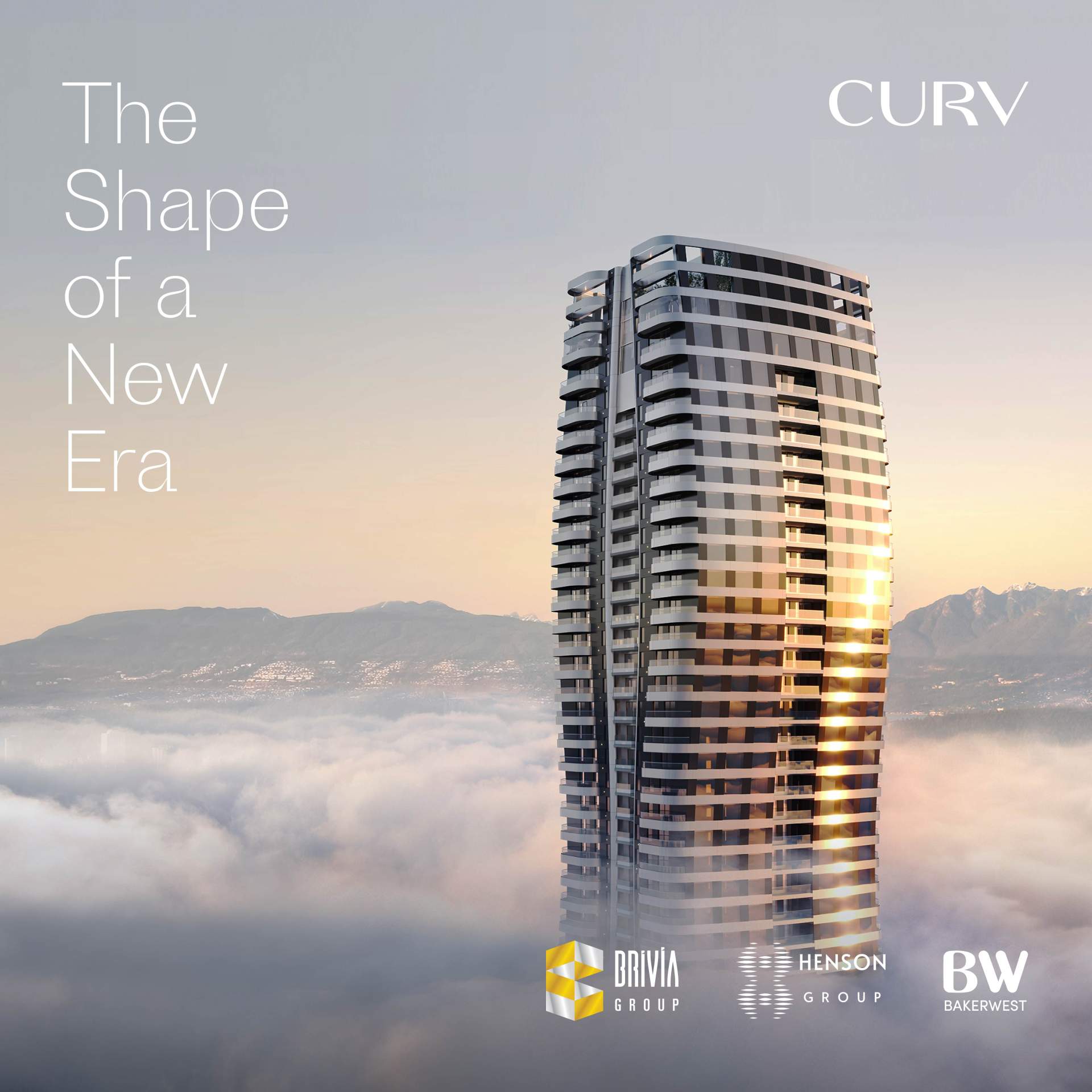 CURV Condos tower in the clouds