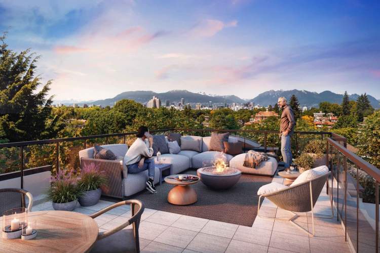 Homes feature spacious rooftop decks with stunning city views.