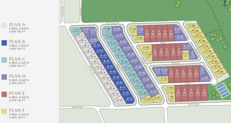 Choose from six different floor plans spread over 99 single-family lots.