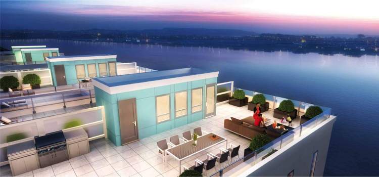 Upper level homes feature roof decks with a built-in barbeque kitchen.
