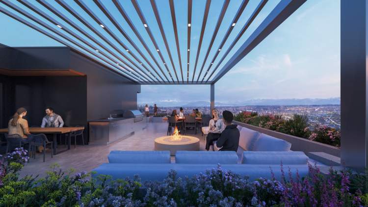 Each building offers a roof terrace with a barbeque dining area and a fire table lounge.