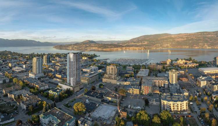 A new downtown Kelowna condominium development with a mix of studio, 1-, and 2-bedroom homes.