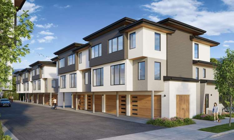 Three-storey townhomes feature spacious layouts, ample storage, and private double garages.