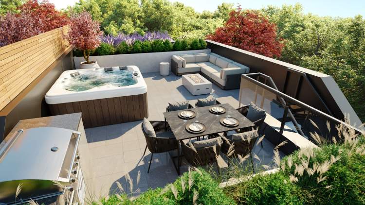 Rooftop decks that are large enough to create an oasis of relaxation.