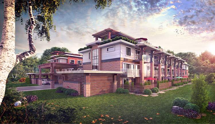 A collection of 27 family-size townhomes betwee Burnaby and Deer lakes.
