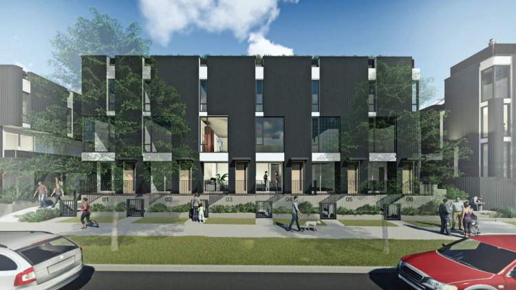 A collection of 34 Trout Lake townhomes and garden flats.