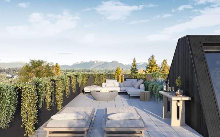Floor Plans for The Cut East Van - Rooftop terraces are the perfect spot for a glass of wine around the fire pit.