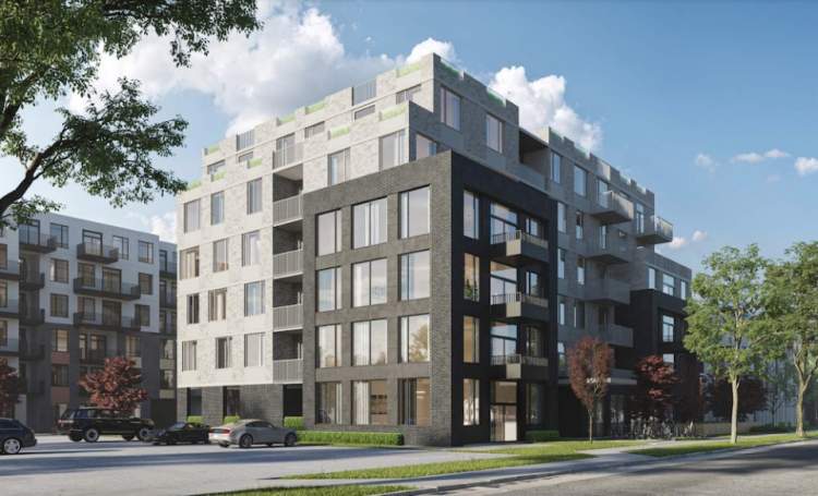 A 6-storey condo mid-rise with a City daycare on the ground floor.
