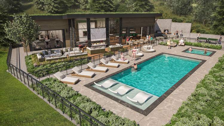 Entertain al fresco poolside with outdoor kitchenettes, harvest tables, and barbeques.