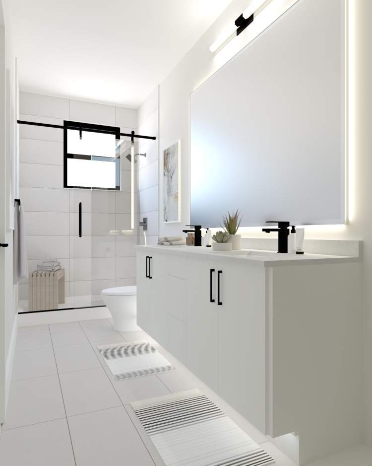 Choose between a bold white interior design scheme or a refined modern scheme.