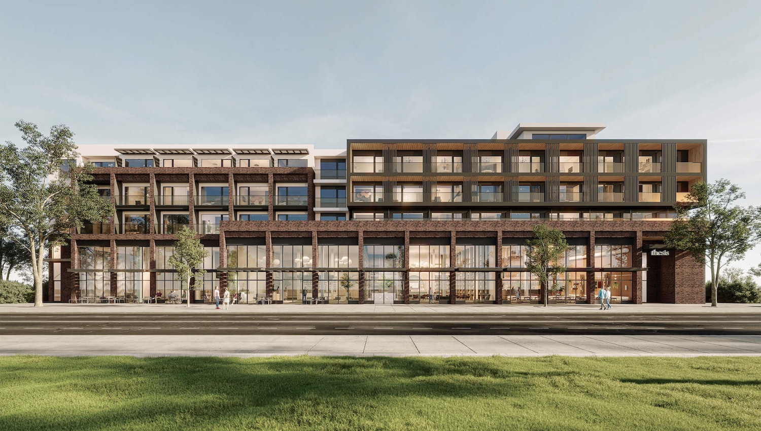 A mixed-use Oakridge lowrise offering retail space, offices, and 68 condos.