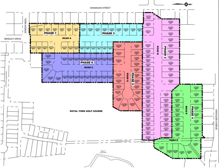 Subdivision site plan showing building phases.
