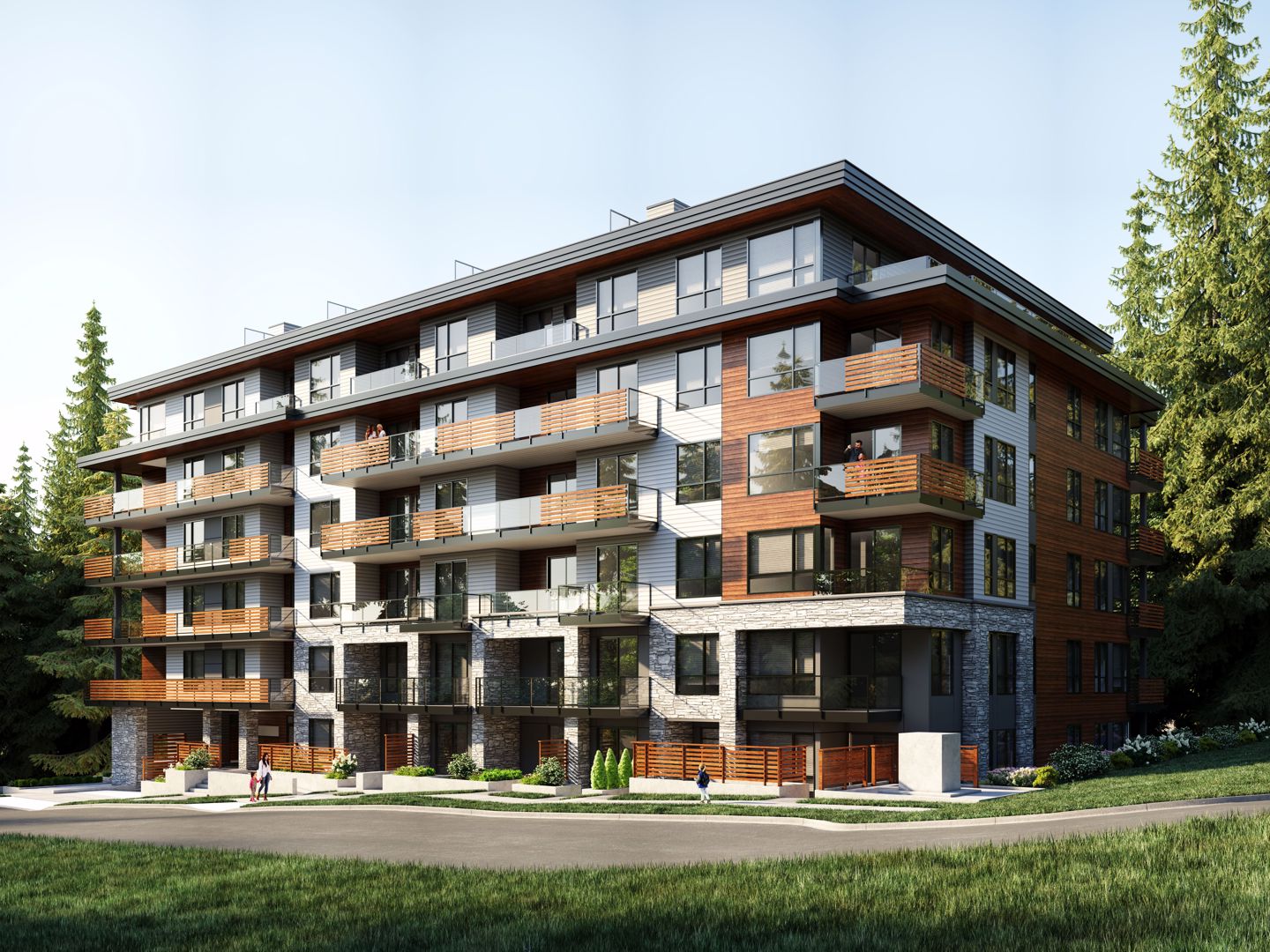 A 6-storey Moody Centre residential building with 88 condos and affordable rental apartments.