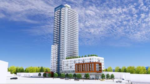 A 33-storey, Mixed-use Tower With 337 Condominiums, 4 Townhomes, And Street-facing Commercial Space.